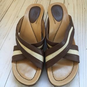 Dansko Neeci Criss Cross Leather Wedges